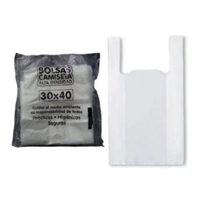 Bolsa camiseta blanca reforzada 30 x 40