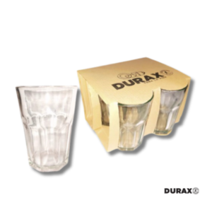 Vaso Facetado Durax de Vidrio 400 cc – Pack x 4 Unidades